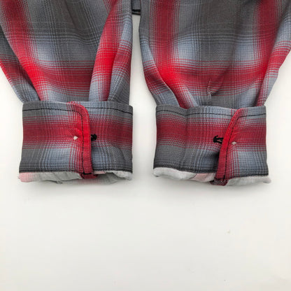 【中古品】【メンズ】 HOUSTON 41188 ヒューストン オンブレチェック オープンカラー 長袖シャツ 147-260703-sm-01-otoh カラー：グレー レッド 万代Net店
