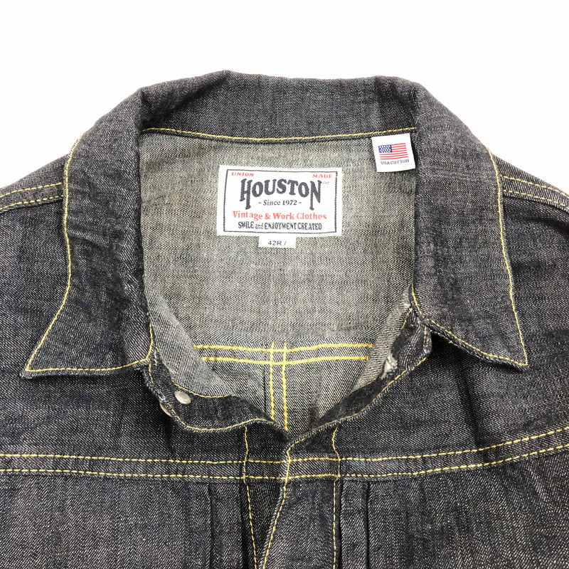 【中古品】【メンズ】 HOUSTON ヒューストン 51498 US COTTON DENIM SHIRT JACKET 147-260822-sm-07-otoh カラー：インディゴ ワンウォッシュ 万代Net店