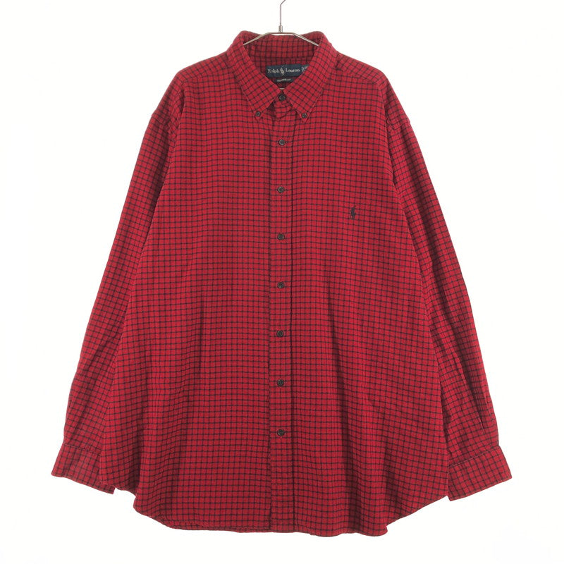 【中古品】【メンズ】 RALPHLAUREN ポロ ラルフローレン 長袖フランネルボタンダウンシャツ 長袖シャツ 147-260703-sm-05-otoh カラー：レッド ブラック 万代Net店