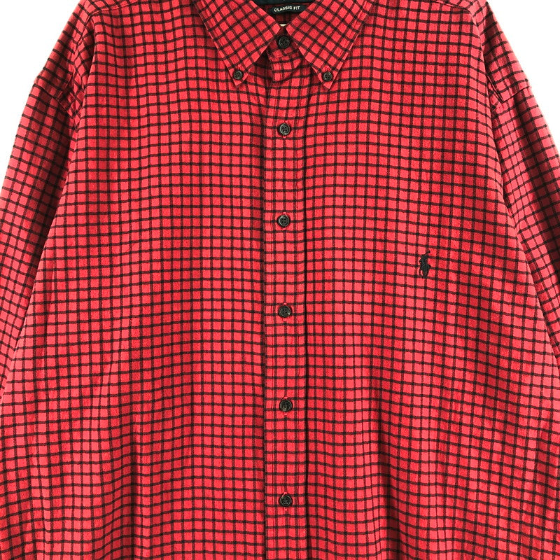 【中古品】【メンズ】 RALPHLAUREN ポロ ラルフローレン 長袖フランネルボタンダウンシャツ 長袖シャツ 147-260703-sm-05-otoh カラー：レッド ブラック 万代Net店