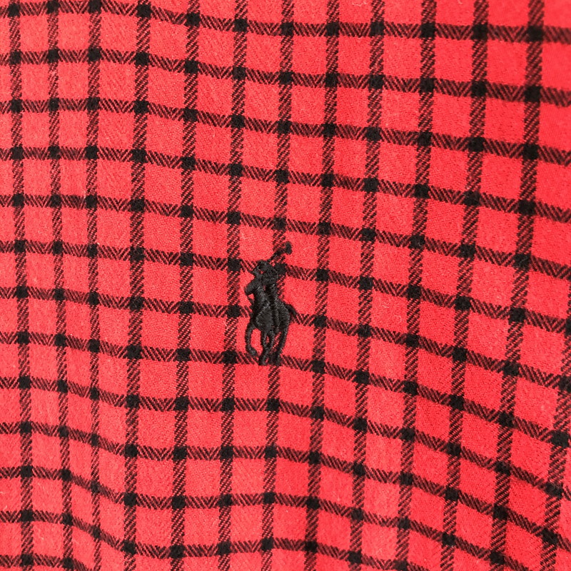 【中古品】【メンズ】 RALPHLAUREN ポロ ラルフローレン 長袖フランネルボタンダウンシャツ 長袖シャツ 147-260703-sm-05-otoh カラー：レッド ブラック 万代Net店
