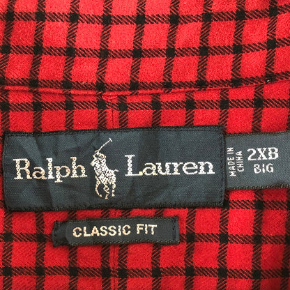 【中古品】【メンズ】 RALPHLAUREN ポロ ラルフローレン 長袖フランネルボタンダウンシャツ 長袖シャツ 147-260703-sm-05-otoh カラー：レッド ブラック 万代Net店