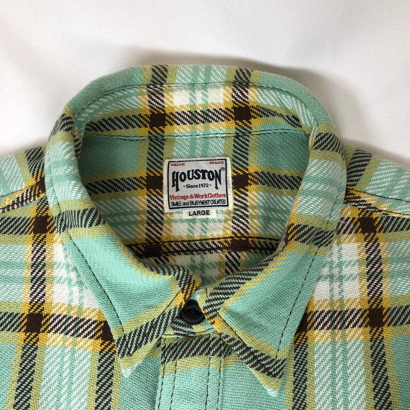【中古品】【メンズ】 HOUSTON 41142 ヒューストン ヘビービエラ ワークチェックシャツ 147-260703-sm-04-otoh カラー：グリーン 万代Net店