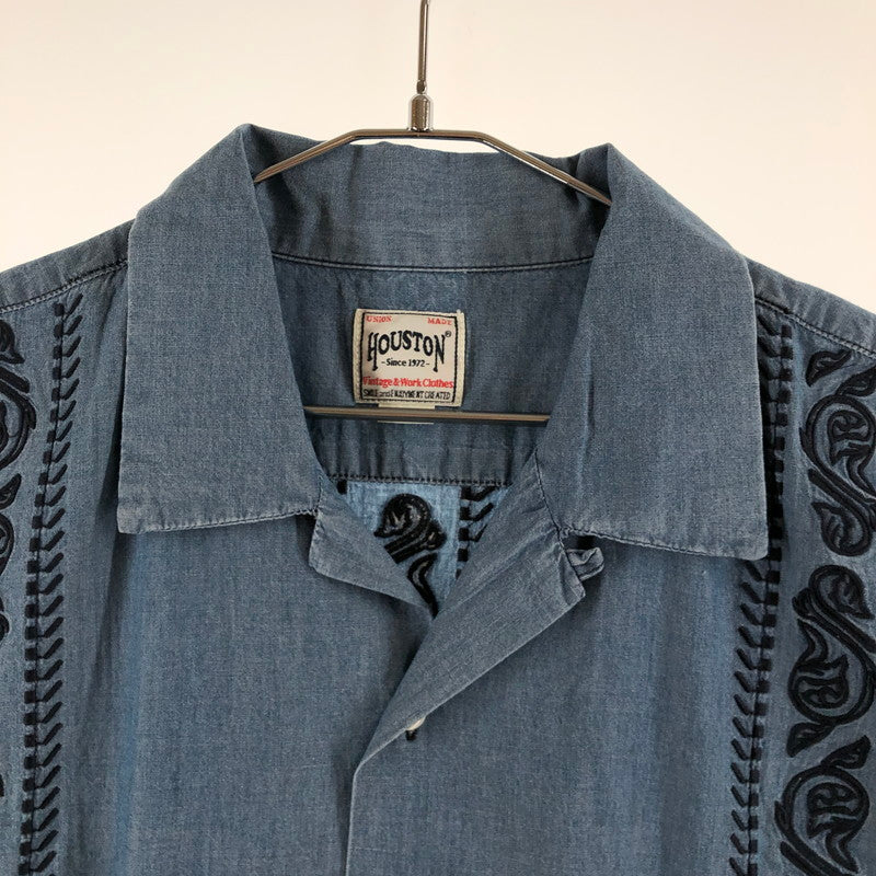 【中古品】【メンズ】 HOUSTON 41216 CHAMBRAY EMB CUBA SHIRT ヒューストン シャンブレー刺繍キューバシャツ 147-260703-sm-02-otoh カラー：ブリーチ 万代Net店