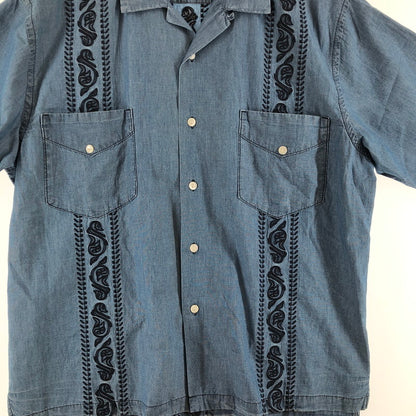 【中古品】【メンズ】 HOUSTON 41216 CHAMBRAY EMB CUBA SHIRT ヒューストン シャンブレー刺繍キューバシャツ 147-260703-sm-02-otoh カラー：ブリーチ 万代Net店