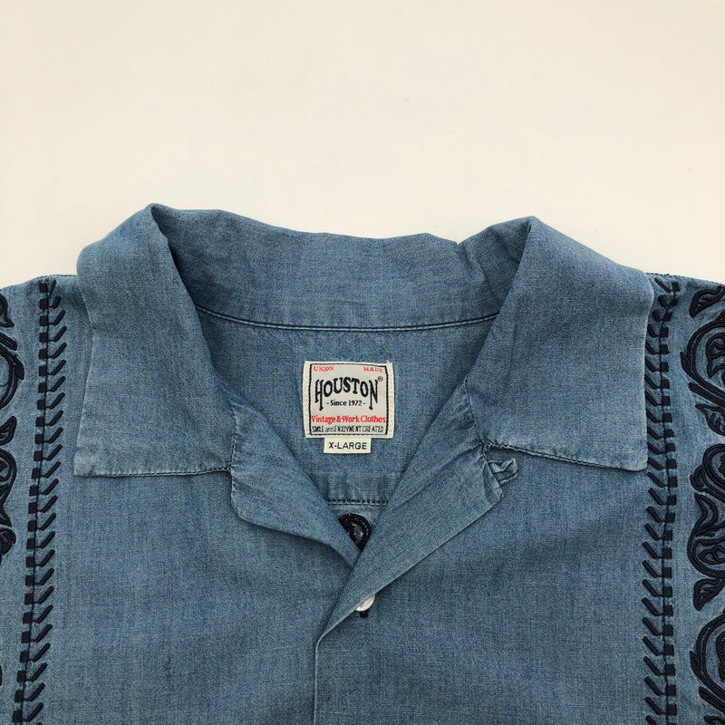 【中古品】【メンズ】 HOUSTON 41216 CHAMBRAY EMB CUBA SHIRT ヒューストン シャンブレー刺繍キューバシャツ 147-260703-sm-02-otoh カラー：ブリーチ 万代Net店
