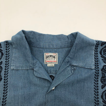 【中古品】【メンズ】 HOUSTON 41216 CHAMBRAY EMB CUBA SHIRT ヒューストン シャンブレー刺繍キューバシャツ 147-260703-sm-02-otoh カラー：ブリーチ 万代Net店