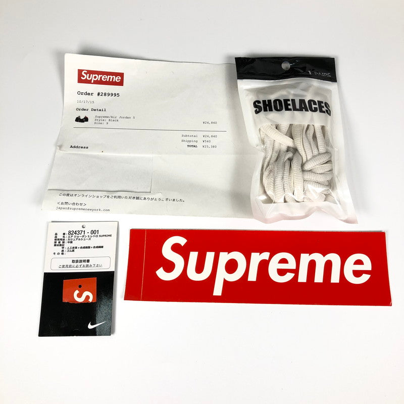 【中古品】【メンズ】 NIKE SUPREME 824371-001 AIR JORDAN 5 RETRO BLACK シュプリームとナイキ コラボ スニーカー 靴 160-260710-sm-06-otoh カラー：ブラック 万代Net店