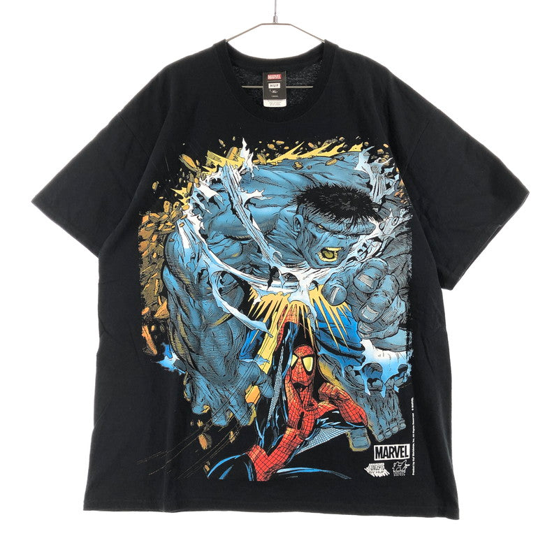 【中古品】【メンズ】 HUF×MARVEL BATTLE T-SHIRT ハフとマーベル コラボTシャツ 147-260722-sm-07-otoh サイズ：XL カラー：ブラック 万代Net店