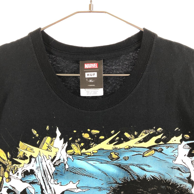 【中古品】【メンズ】 HUF×MARVEL BATTLE T-SHIRT ハフとマーベル コラボTシャツ 147-260722-sm-07-otoh サイズ：XL カラー：ブラック 万代Net店