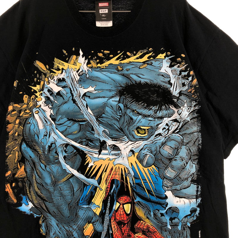 【中古品】【メンズ】 HUF×MARVEL BATTLE T-SHIRT ハフとマーベル コラボTシャツ 147-260722-sm-07-otoh サイズ：XL カラー：ブラック 万代Net店