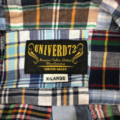 【中古品】【メンズ】 UNIVERD72 ユニバード72 長袖シャツ パッチワークデザイン 147-260722-sm-12-otoh サイズ：XL カラー：ブルー 万代Net店