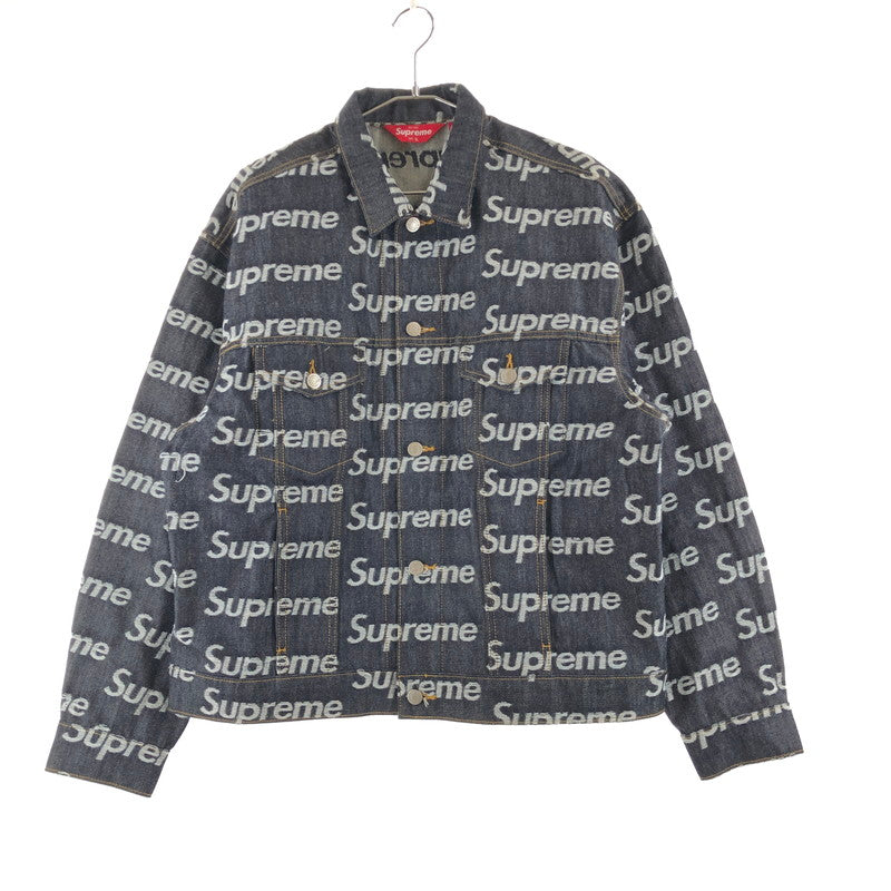 【中古品】【メンズ】 SUPREME シュプリーム デニムジャケット　ジャガード ロゴ デニム トラッカー ジャケット 147-260822-sm-04-otoh カラー：リジッドインディゴ 万代Net店
