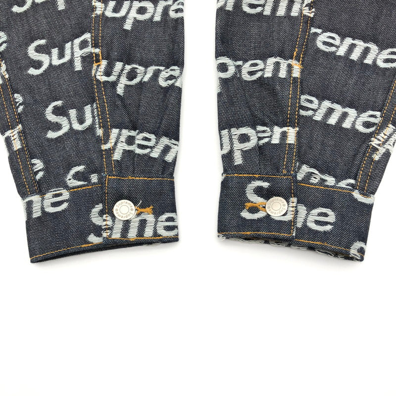 【中古品】【メンズ】 SUPREME シュプリーム デニムジャケット　ジャガード ロゴ デニム トラッカー ジャケット 147-260822-sm-04-otoh カラー：リジッドインディゴ 万代Net店