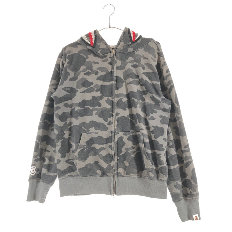 【中古品】【メンズ】 A Bathing Ape SHARK FULL ZIP HOODIE ア・ベイシング・エイプ シャークパーカー 147-260914-sm-05-otoh カラー：グレー 迷彩柄 万代Net店