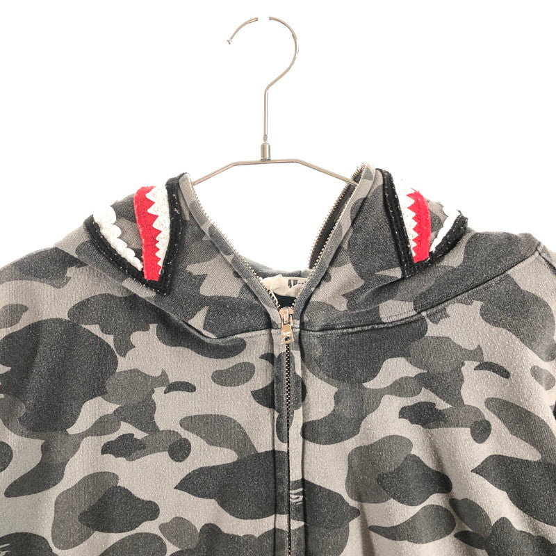 【中古品】【メンズ】 A Bathing Ape SHARK FULL ZIP HOODIE ア・ベイシング・エイプ シャークパーカー 147-260914-sm-05-otoh カラー：グレー 迷彩柄 万代Net店