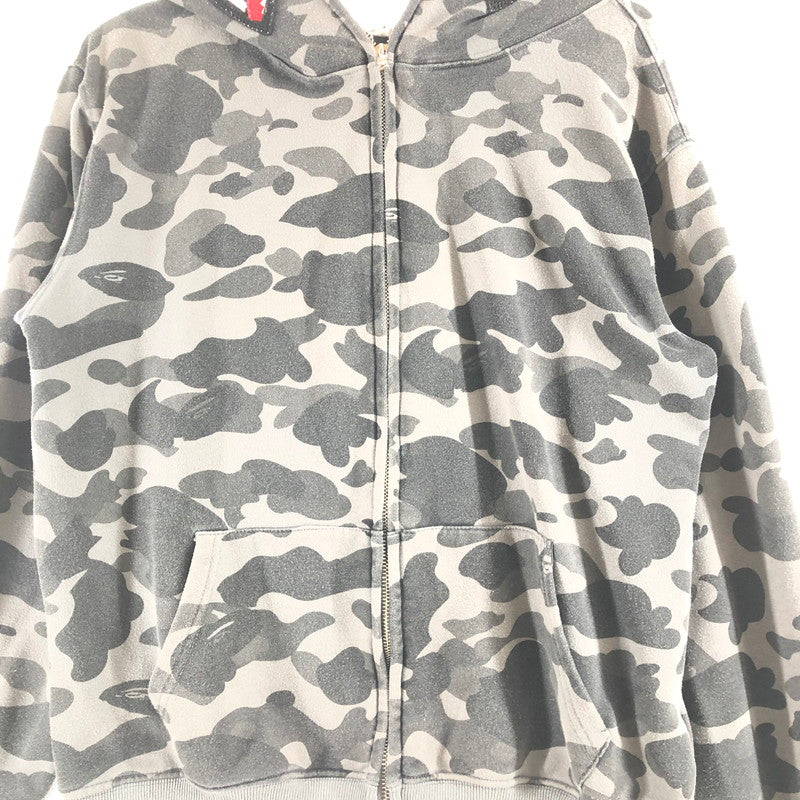 【中古品】【メンズ】 A Bathing Ape SHARK FULL ZIP HOODIE ア・ベイシング・エイプ シャークパーカー 147-260914-sm-05-otoh カラー：グレー 迷彩柄 万代Net店