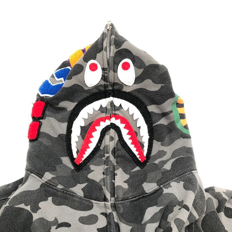 【中古品】【メンズ】 A Bathing Ape SHARK FULL ZIP HOODIE ア・ベイシング・エイプ シャークパーカー 147-260914-sm-05-otoh カラー：グレー 迷彩柄 万代Net店