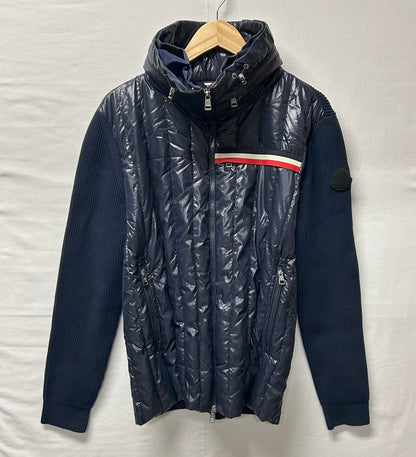 【中古品】【メンズ】 MONCLER モンクレール ニット ダウンジャケット ダウンパーカー 極美品 183-250725-AA-01-ich サイズ：L カラー：ネイビー 万代Net店