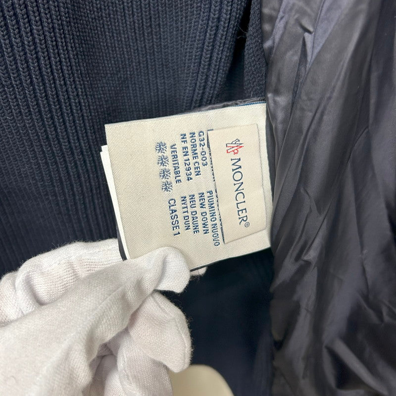 【中古品】【メンズ】 MONCLER モンクレール ニット ダウンジャケット ダウンパーカー 極美品 183-250725-AA-01-ich サイズ：L カラー：ネイビー 万代Net店