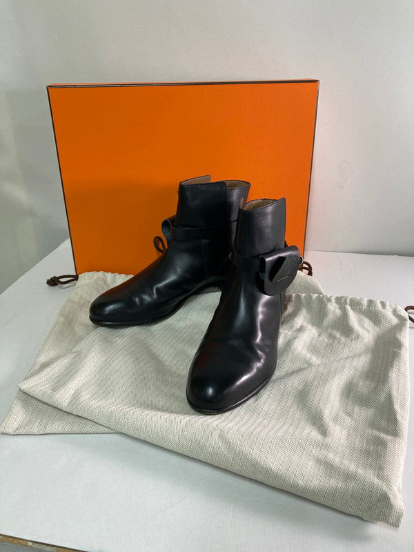 【中古品】【レディース】 HERMES エルメス NEO ネオ ショートブーツ カーフ 靴 シューズ 183-250122-AS-3-min サイズ：37 カラー：ブラック 万代Net店