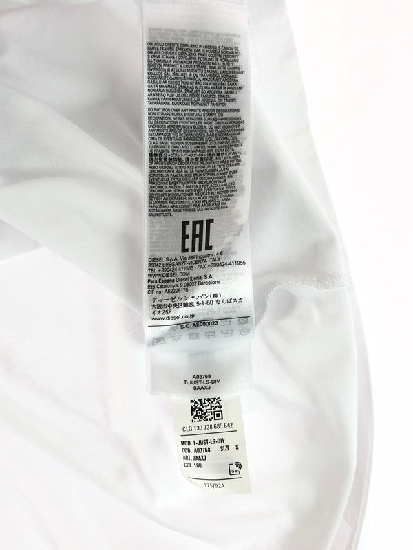 【中古品】【メンズ】 DIESEL ディーゼル T-JUST-LS-DIV A03768 0AAXJ ロゴ Tシャツ 長袖Tシャツ 141-260106-na-17-tag サイズ：S カラー：ホワイト 万代Net店