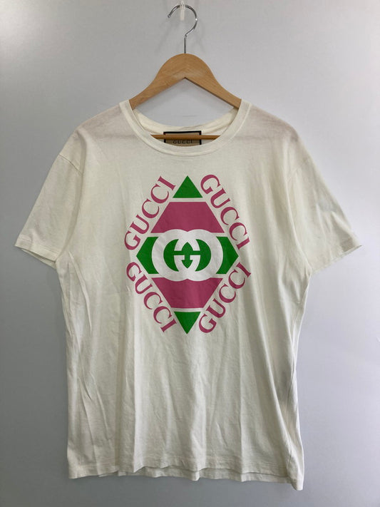【中古品】【メンズ】 GUCCI グッチ 717422 ヴィンテージロゴ プリントTEE トップス 141-250411-ks-09-min サイズ：XS カラー：ホワイト 万代Net店