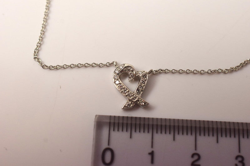 【中古美品】【レディース】 TIFFANY&Co. ティファニー ラビングハート ネックレス Pt950 メレダイヤ 3.2g 183-251208-SS-02-ich 万代Net店
