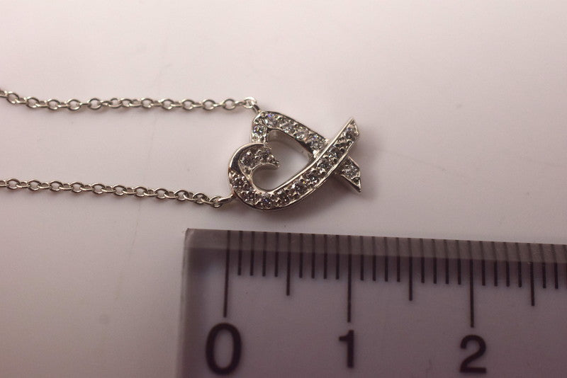 【中古美品】【レディース】 TIFFANY&Co. ティファニー ラビングハート ネックレス Pt950 メレダイヤ 3.2g 183-251208-SS-02-ich 万代Net店