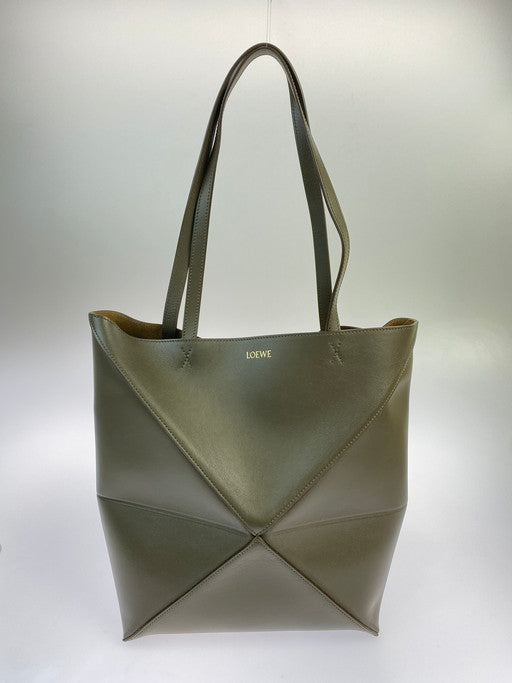 【中古美品】【メンズ/レディース】 LOEWE ロエベ A657G50X01 パズルフォルド トート ミディアム（シャイニーカーフ） 鞄 バッグ 180-241217-AS-44-min カラー：ダークカーキグリーン 万代Net店