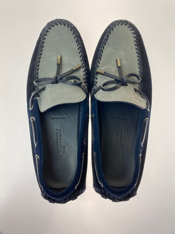 【中古品】【メンズ】 LOUIS VUITTON ルイ・ヴィトン ドライビングシューズ  スエード レザー 靴 179-250228-me-33-min サイズ：9(27.5cm） カラー：グレー/ブラック/ネイビー 万代Net店