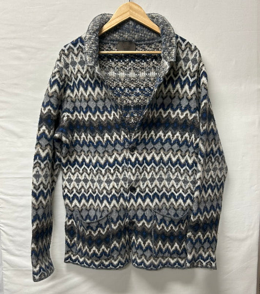 【中古品】【メンズ】 Altea アルテア ウールニットジャケット ブルー ブラウン グレー サイズL 147-250724-AA-08-ich サイズ：L カラー：青・グレー 万代Net店