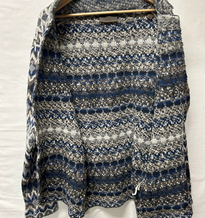 【中古品】【メンズ】 Altea アルテア ウールニットジャケット ブルー ブラウン グレー サイズL 147-250724-AA-08-ich サイズ：L カラー：青・グレー 万代Net店