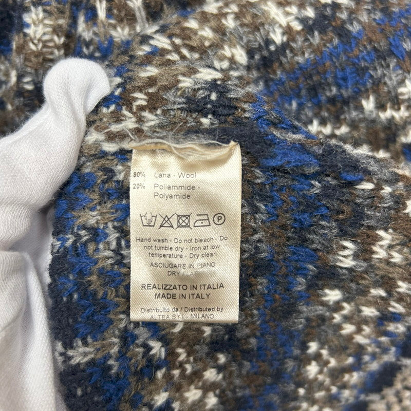 【中古品】【メンズ】 Altea アルテア ウールニットジャケット ブルー ブラウン グレー サイズL 147-250724-AA-08-ich サイズ：L カラー：青・グレー 万代Net店
