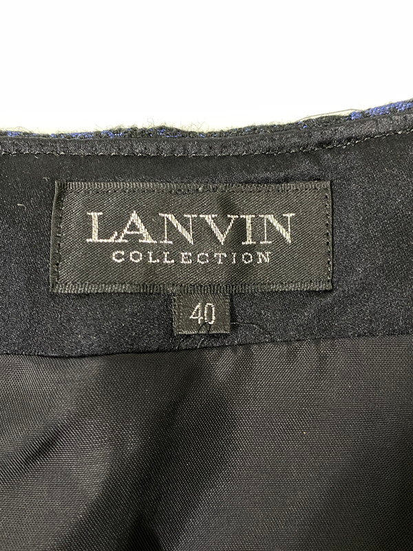 【中古品】【レディース】 LANVIN COLLECTION ランバン コレクション 日本製 セットアップ I0J3547 ジャケット スカート 170-260918-hu-29-min サイズ：ジャケット：38，スカート：40 カラー：ブラック/ブルー 万代Net店