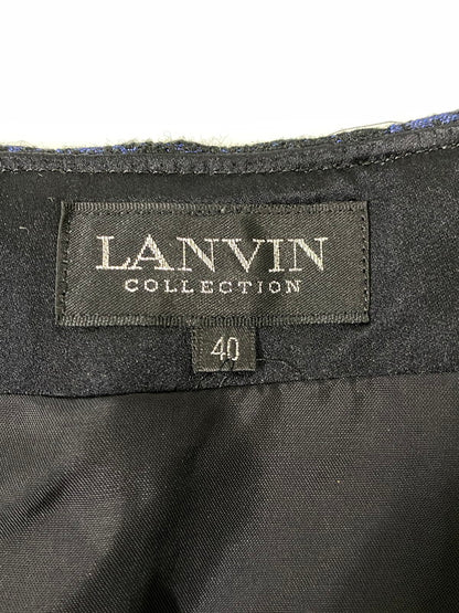 【中古品】【レディース】 LANVIN COLLECTION ランバン コレクション 日本製 セットアップ I0J3547 ジャケット スカート 170-260918-hu-29-min サイズ：ジャケット：38，スカート：40 カラー：ブラック/ブルー 万代Net店