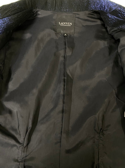 【中古品】【レディース】 LANVIN COLLECTION ランバン コレクション 日本製 セットアップ I0J3547 ジャケット スカート 170-260918-hu-29-min サイズ：ジャケット：38，スカート：40 カラー：ブラック/ブルー 万代Net店