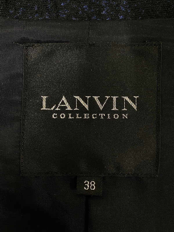 【中古品】【レディース】 LANVIN COLLECTION ランバン コレクション 日本製 セットアップ I0J3547 ジャケット スカート 170-260918-hu-29-min サイズ：ジャケット：38，スカート：40 カラー：ブラック/ブルー 万代Net店