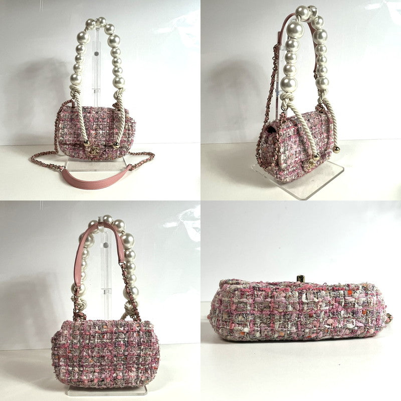 【中古品】【レディース】 CHANEL シャネル ツイード パール マトラッセ トートバッグ ピンク×その他 180-251006-SS-01-ich 万代Net店