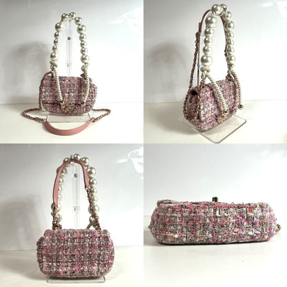 【中古品】【レディース】 CHANEL シャネル ツイード パール マトラッセ トートバッグ ピンク×その他 180-251006-SS-01-ich 万代Net店