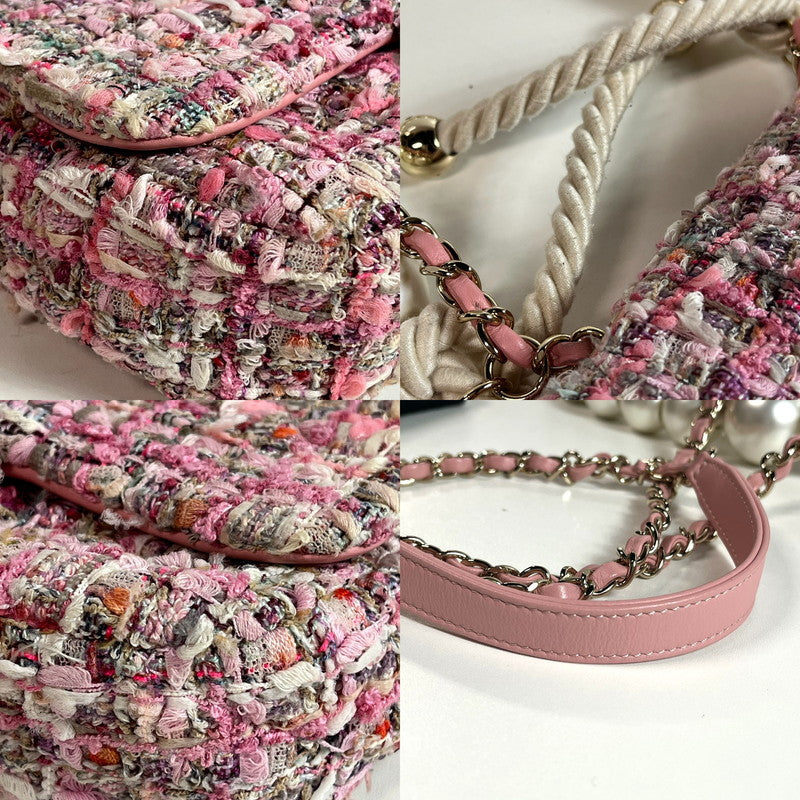 【中古品】【レディース】 CHANEL シャネル ツイード パール マトラッセ トートバッグ ピンク×その他 180-251006-SS-01-ich 万代Net店