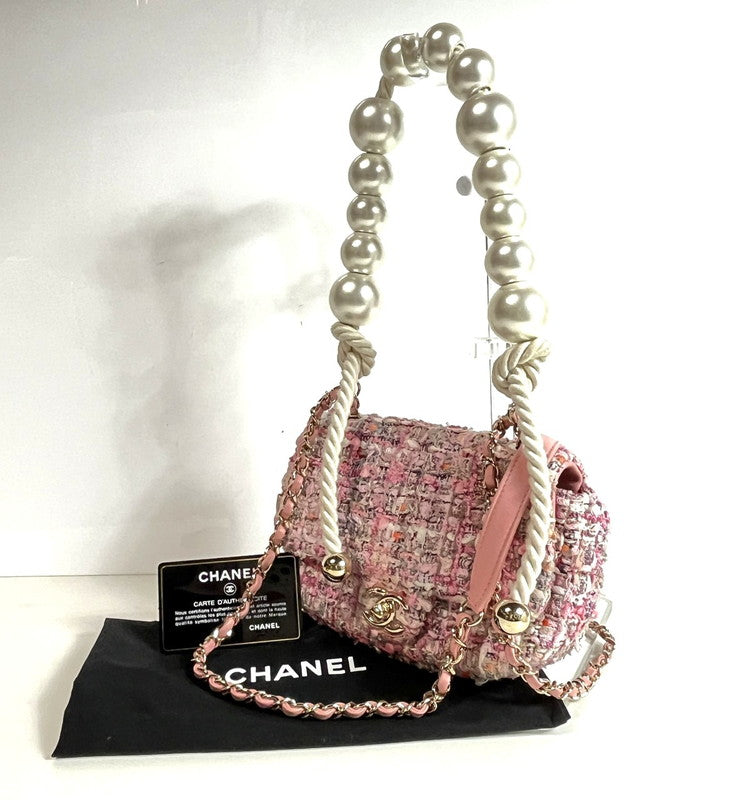 【中古品】【レディース】 CHANEL シャネル ツイード パール マトラッセ トートバッグ ピンク×その他 180-251006-SS-01-ich 万代Net店