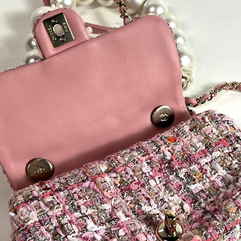 【中古品】【レディース】 CHANEL シャネル ツイード パール マトラッセ トートバッグ ピンク×その他 180-251006-SS-01-ich 万代Net店