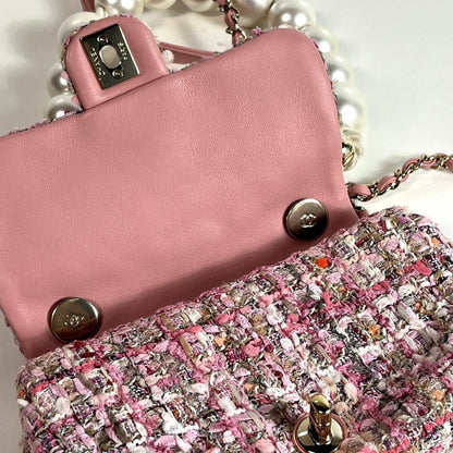 【中古品】【レディース】 CHANEL シャネル ツイード パール マトラッセ トートバッグ ピンク×その他 180-251006-SS-01-ich 万代Net店