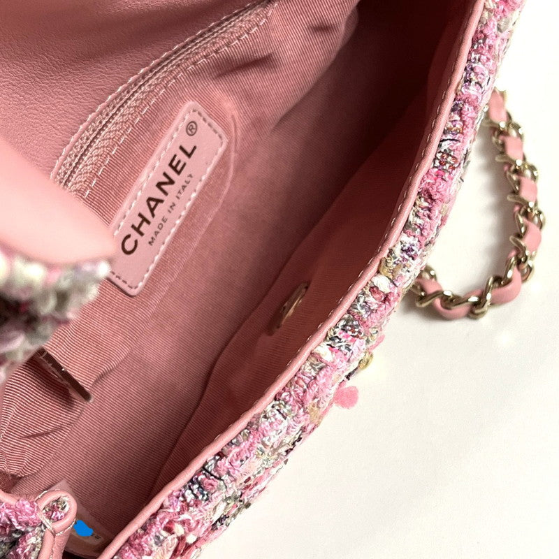 【中古品】【レディース】 CHANEL シャネル ツイード パール マトラッセ トートバッグ ピンク×その他 180-251006-SS-01-ich 万代Net店
