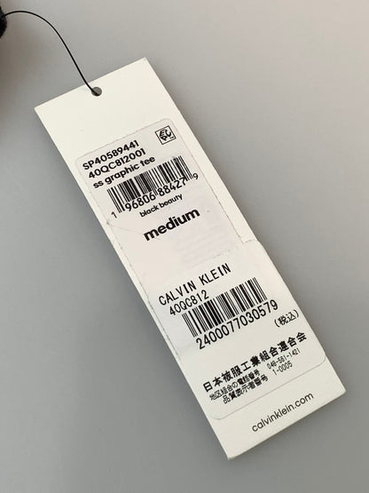 【中古品】【メンズ】 1191 カルバンクライン FRONT LOGO SS CREWNECK TEE 40QC821 001 フロントロゴ 半袖 クルーネック Tシャツ トップス 141-250513-jt-16-min サイズ：M カラー：ブラック 万代Net店