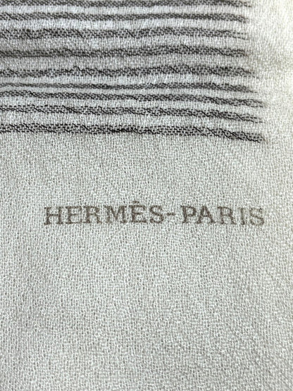【中古美品】【レディース】 未使用品 HERMES エルメス 大判ショール ソフトカシミヤ グラデーション ストライプ アイボリー ベージュ ブラウン 183-250923-SS-03-ich 万代Net店