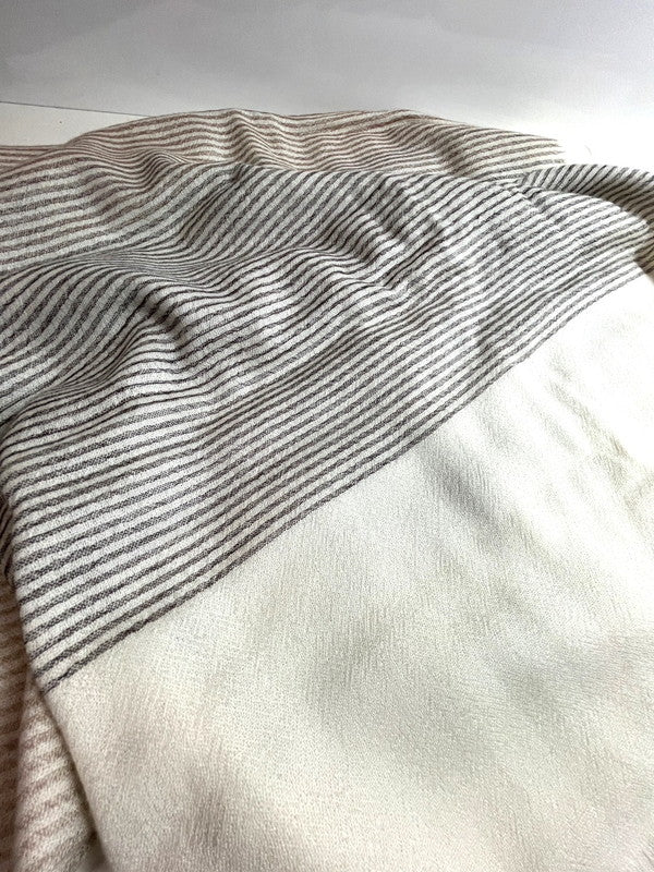 【中古美品】【レディース】 未使用品 HERMES エルメス 大判ショール ソフトカシミヤ グラデーション ストライプ アイボリー ベージュ ブラウン 183-250923-SS-03-ich 万代Net店