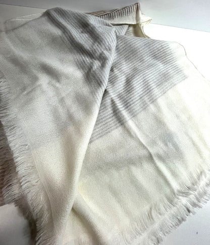 【中古美品】【レディース】 未使用品 HERMES エルメス 大判ショール ソフトカシミヤ グラデーション ストライプ アイボリー ベージュ ブラウン 183-250923-SS-03-ich 万代Net店