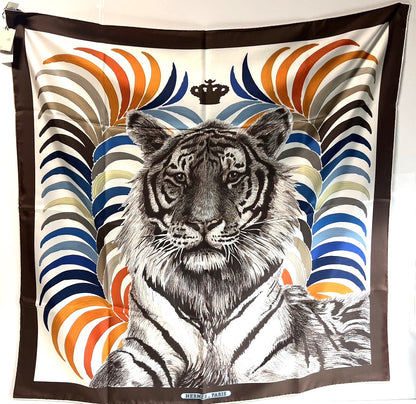 【中古美品】【レディース】 HERMES エルメス 未使用品 エルメス カレ90 ダブルフェイス TIGRE ROYAL 王者の虎 182-241016-SS-5-ich 万代Net店